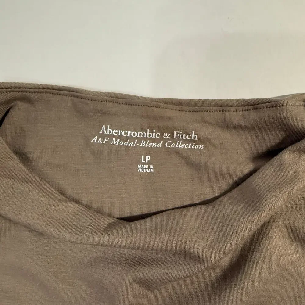 Abercrombie & Fitch Paloma Maxi Dress L Petite Taupe Gray Clean Girl Chic